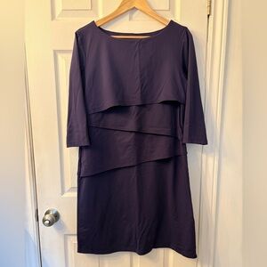 J. McLaughlin midi dress Catalina knit tiered navy 3/4 sleeve size XL